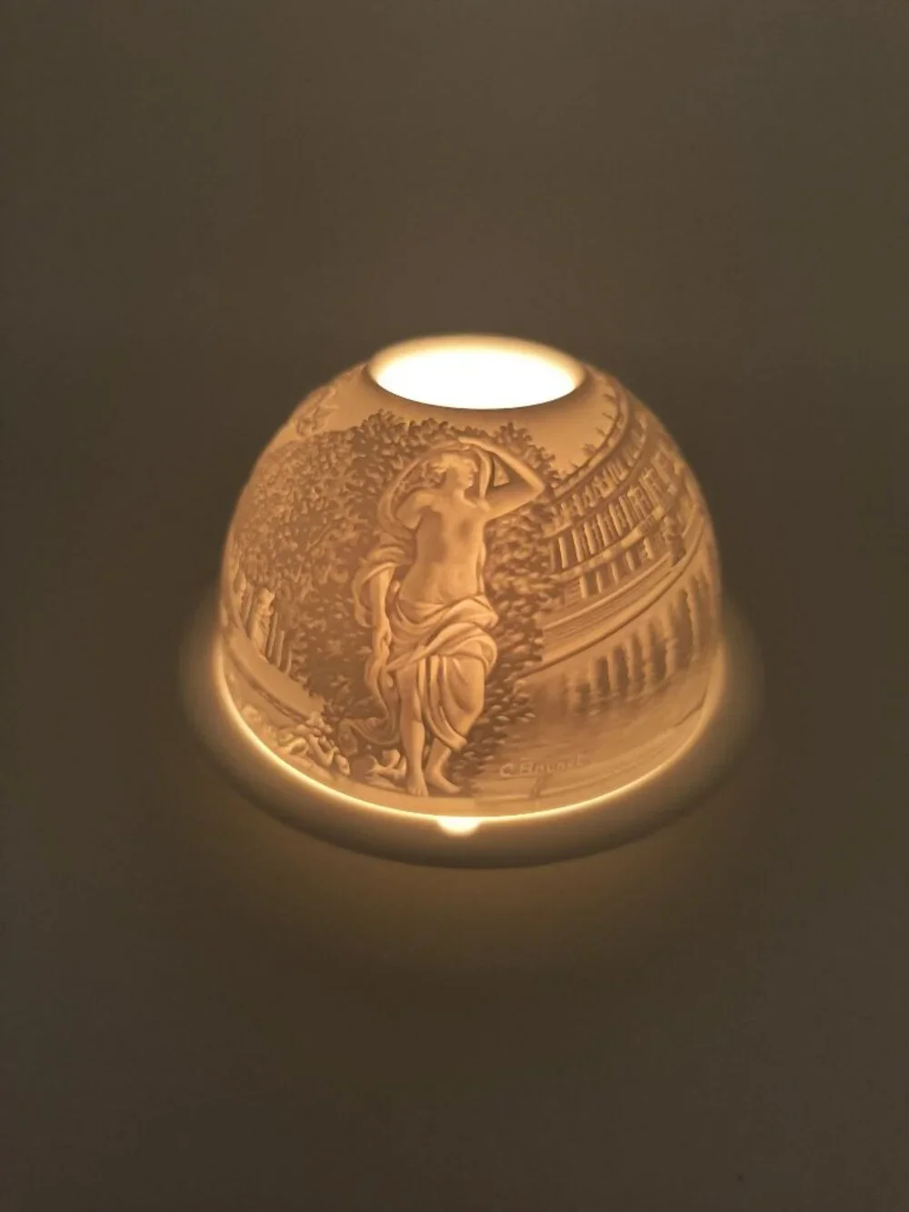 Bernardaud Limoges Porcelain Votive Candle Holder With Intricate Relief Design